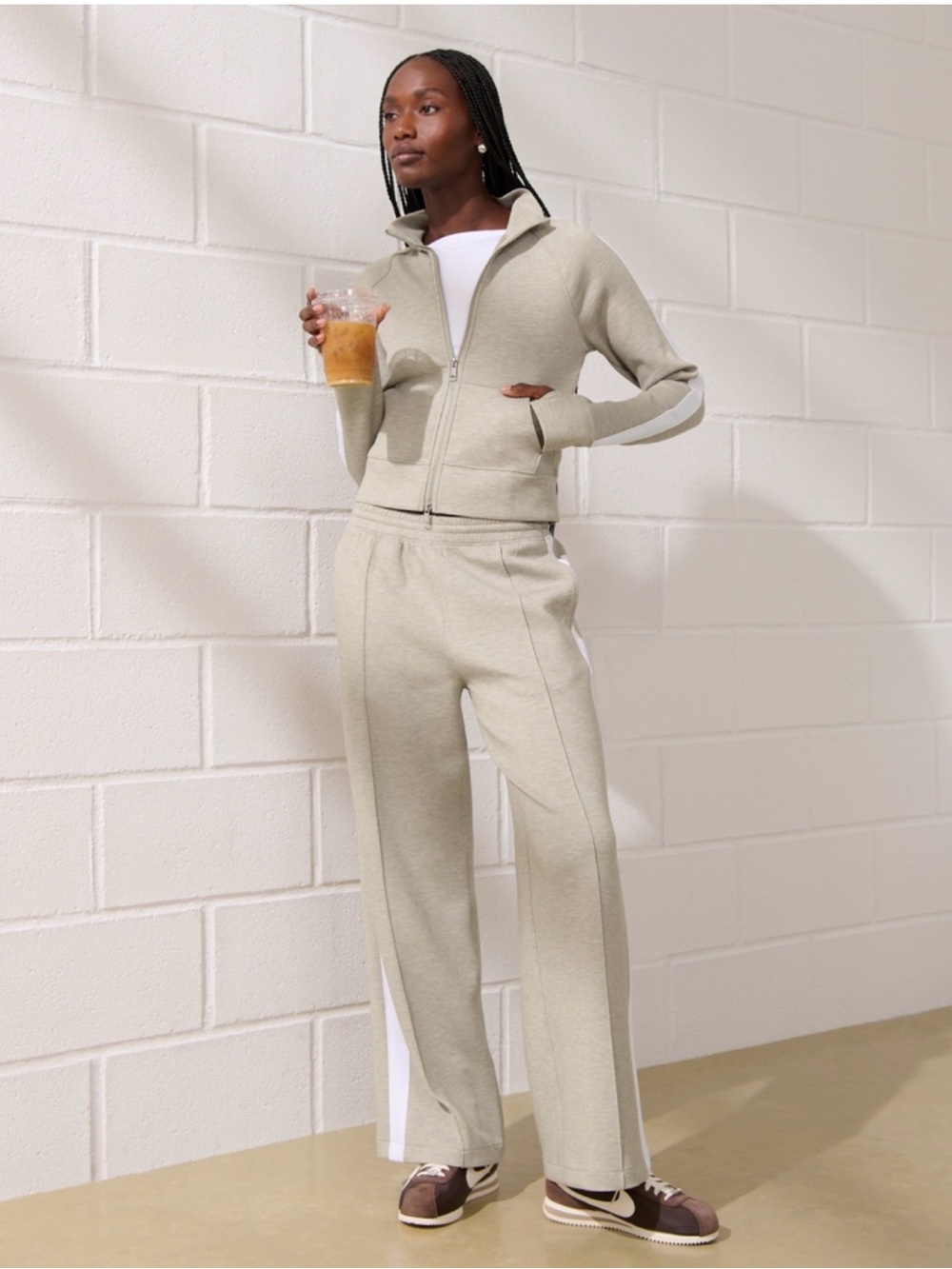 Abercrombie & Fitch YPB Mockneck Full Zip Top and Wide Leg Pants Set Size Small